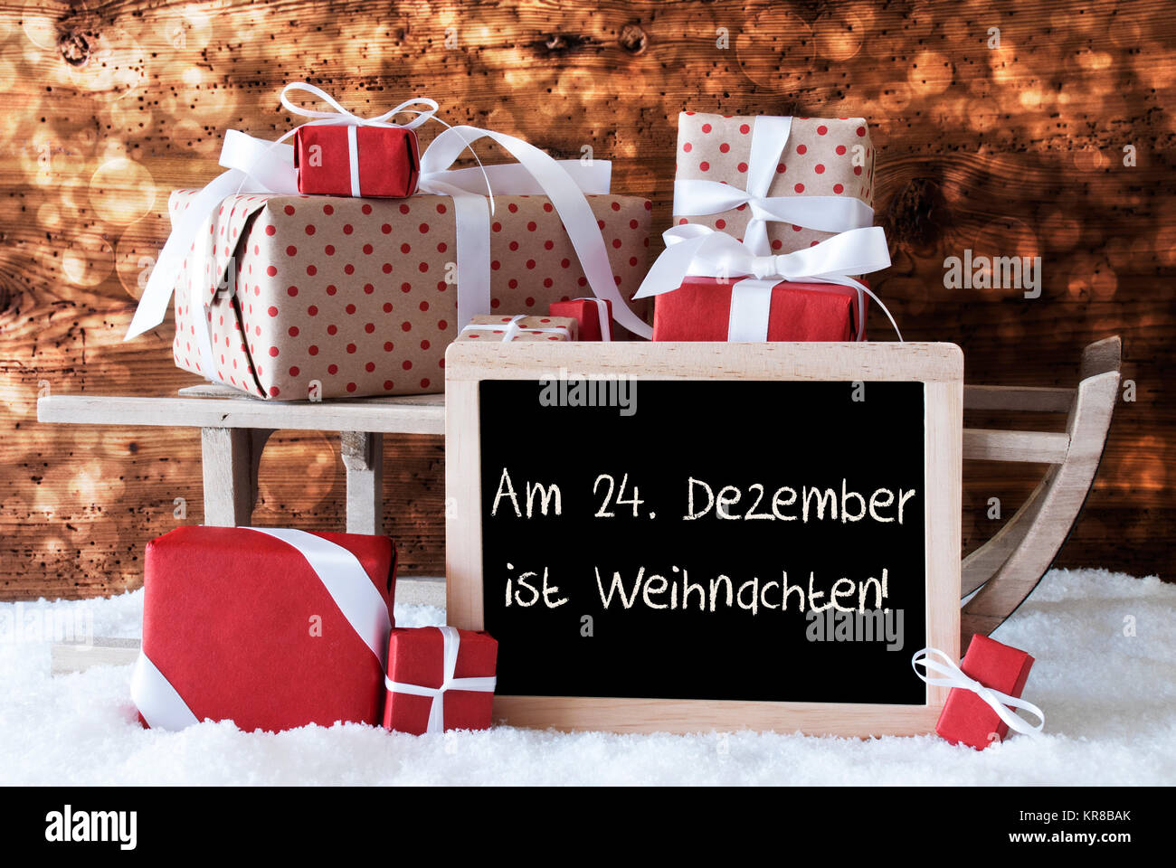 Chalkboard With German Text Am 24. Dezember Ist Weihnachten Means