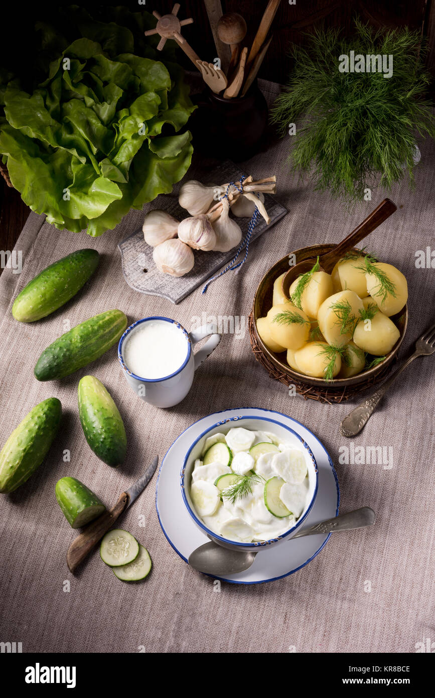 mizeria is a polish cucumber salad Stock Photo