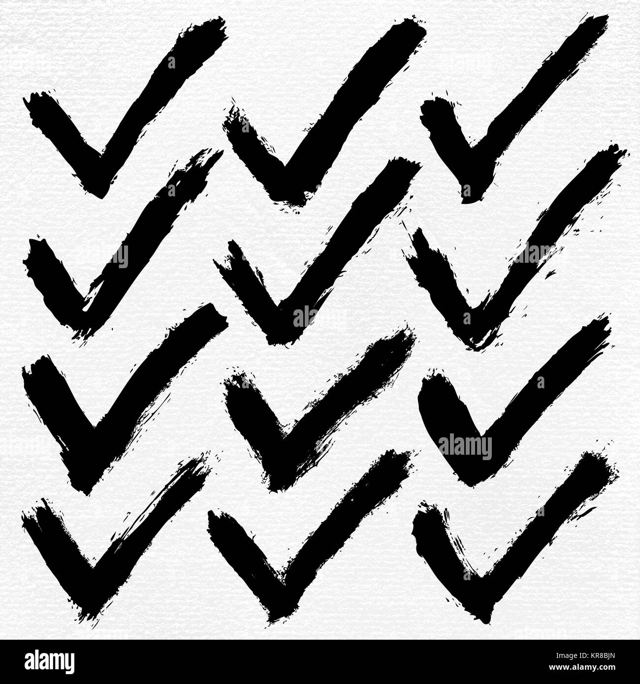 Check mark ink sketch on watercolor paper Stock Photo