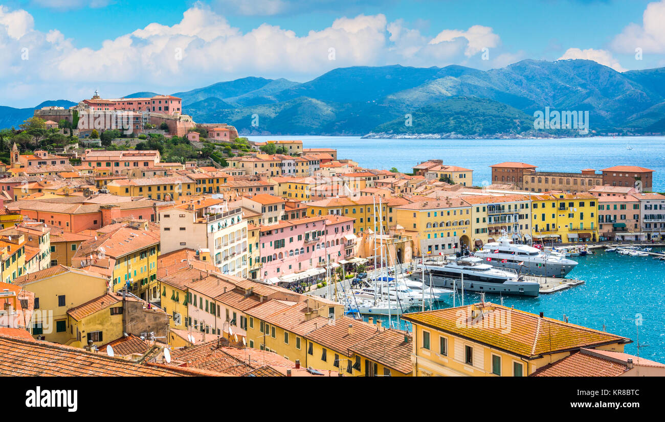 Panoramic sight of Portoferraio in Elba Island, Tuscany, Italy. Stock Photo
