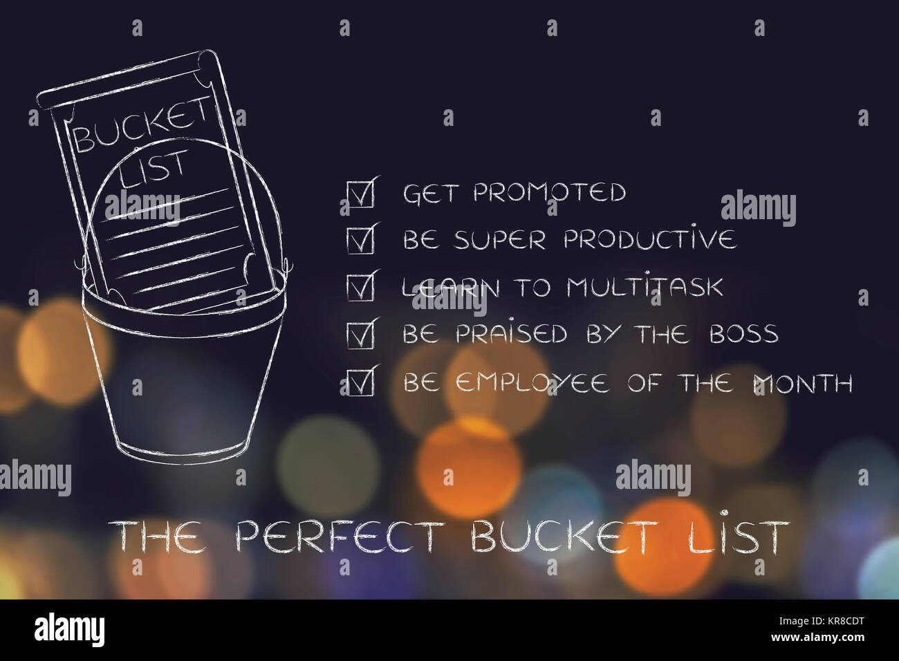 bucket list with employee's career goals, ticked off Stock Photo - Alamy
