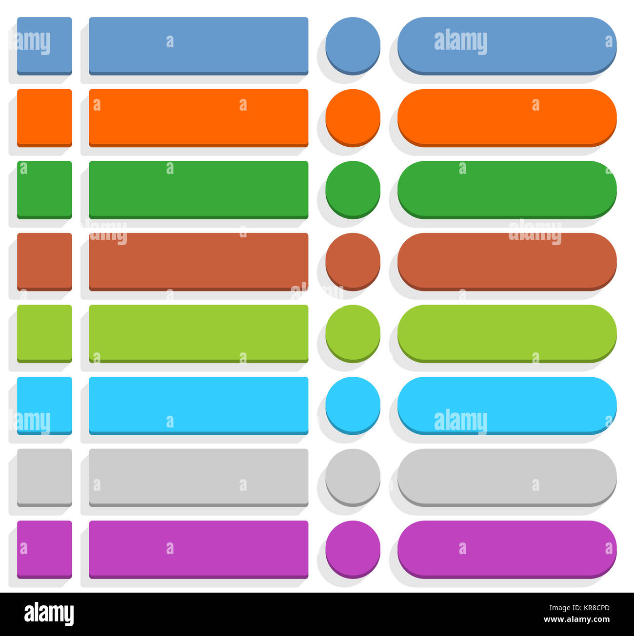 Flat blank web button internet icon set Stock Photo - Alamy