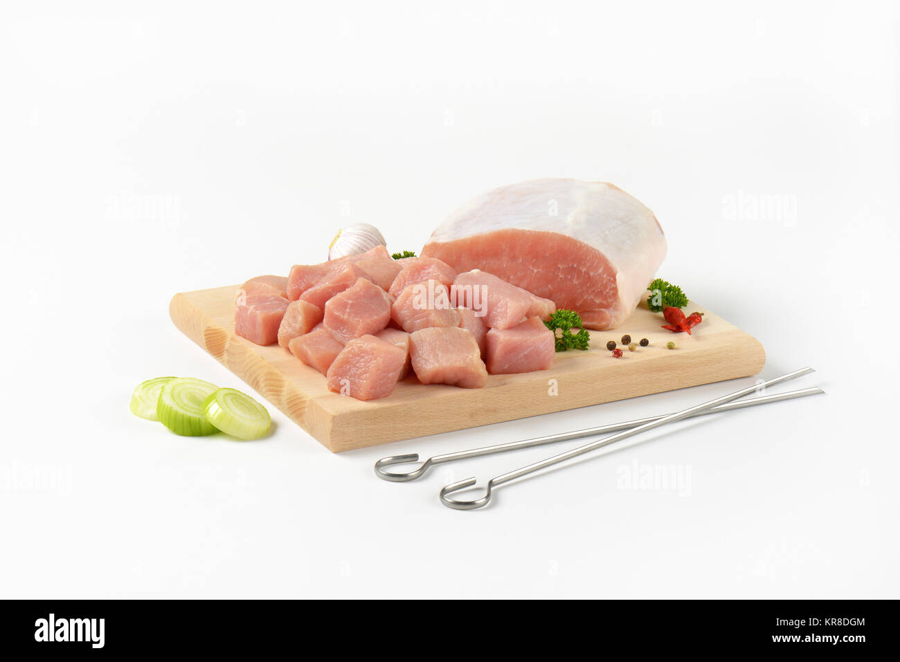 Diced lean raw pork Stock Photo Alamy