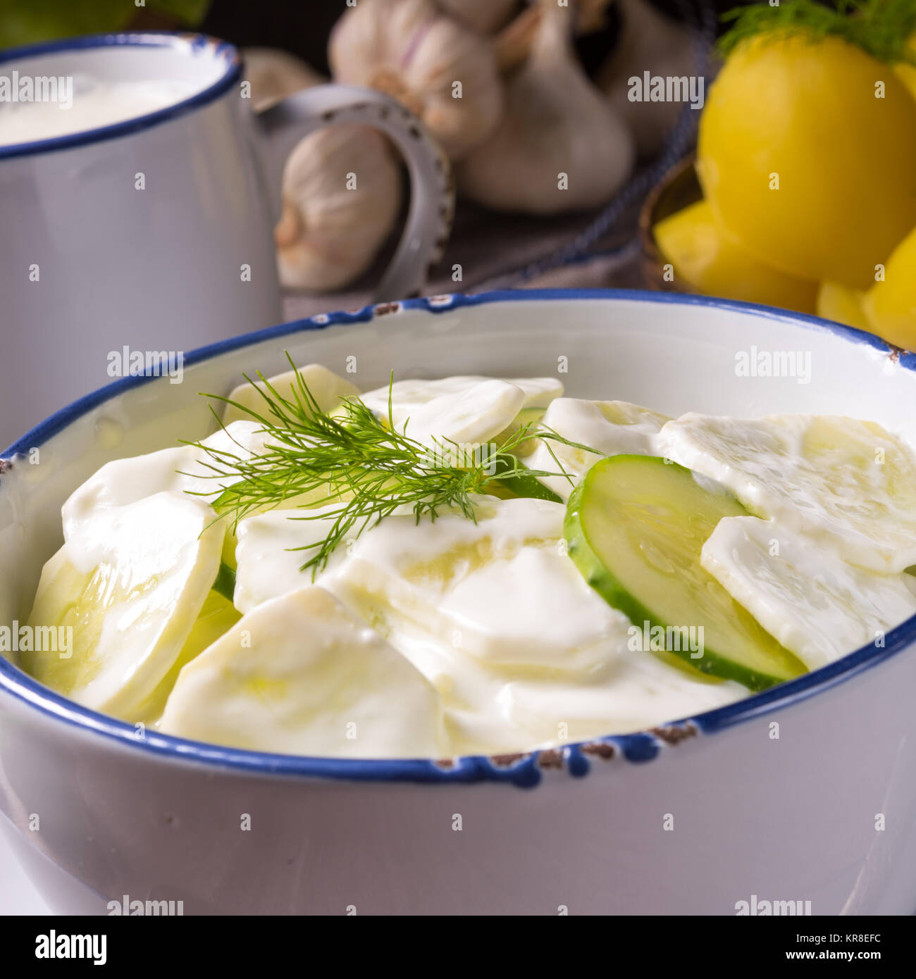 Mizeria is a Polish cucumber salad Stock Photo