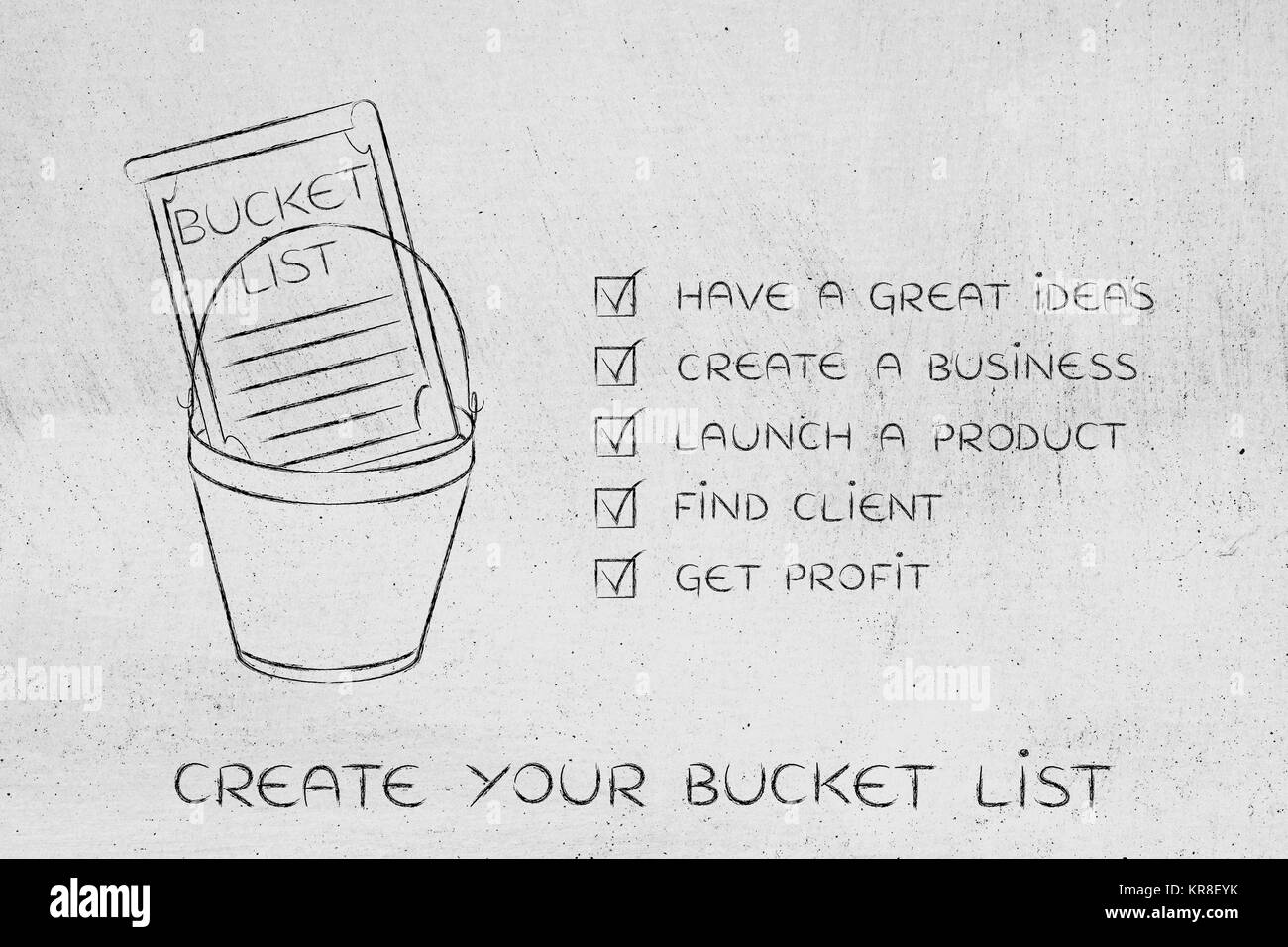 bucket list with innovative business success, checklist version Stock