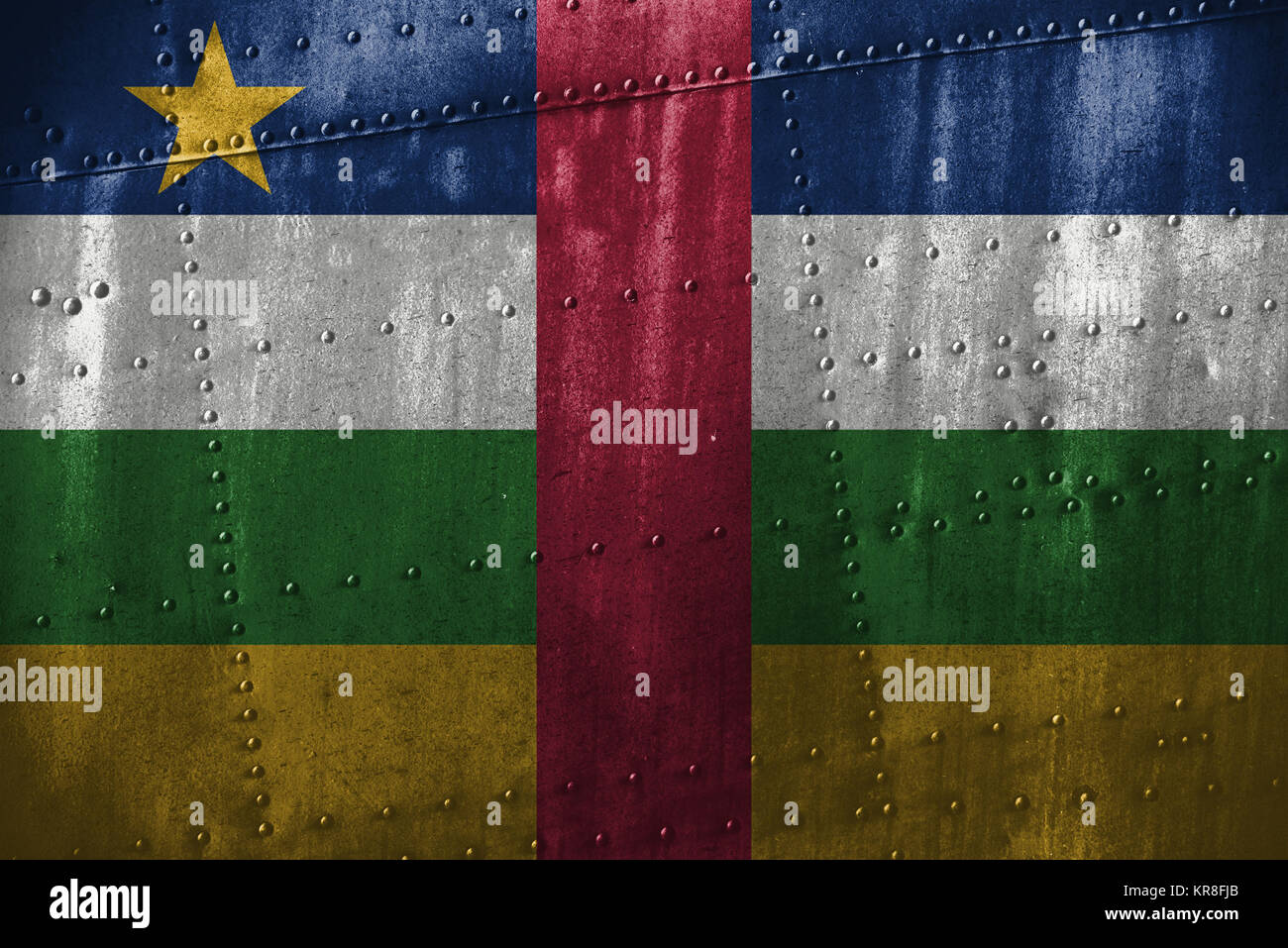 metal texutre or background with Central African Rep flag Stock Photo