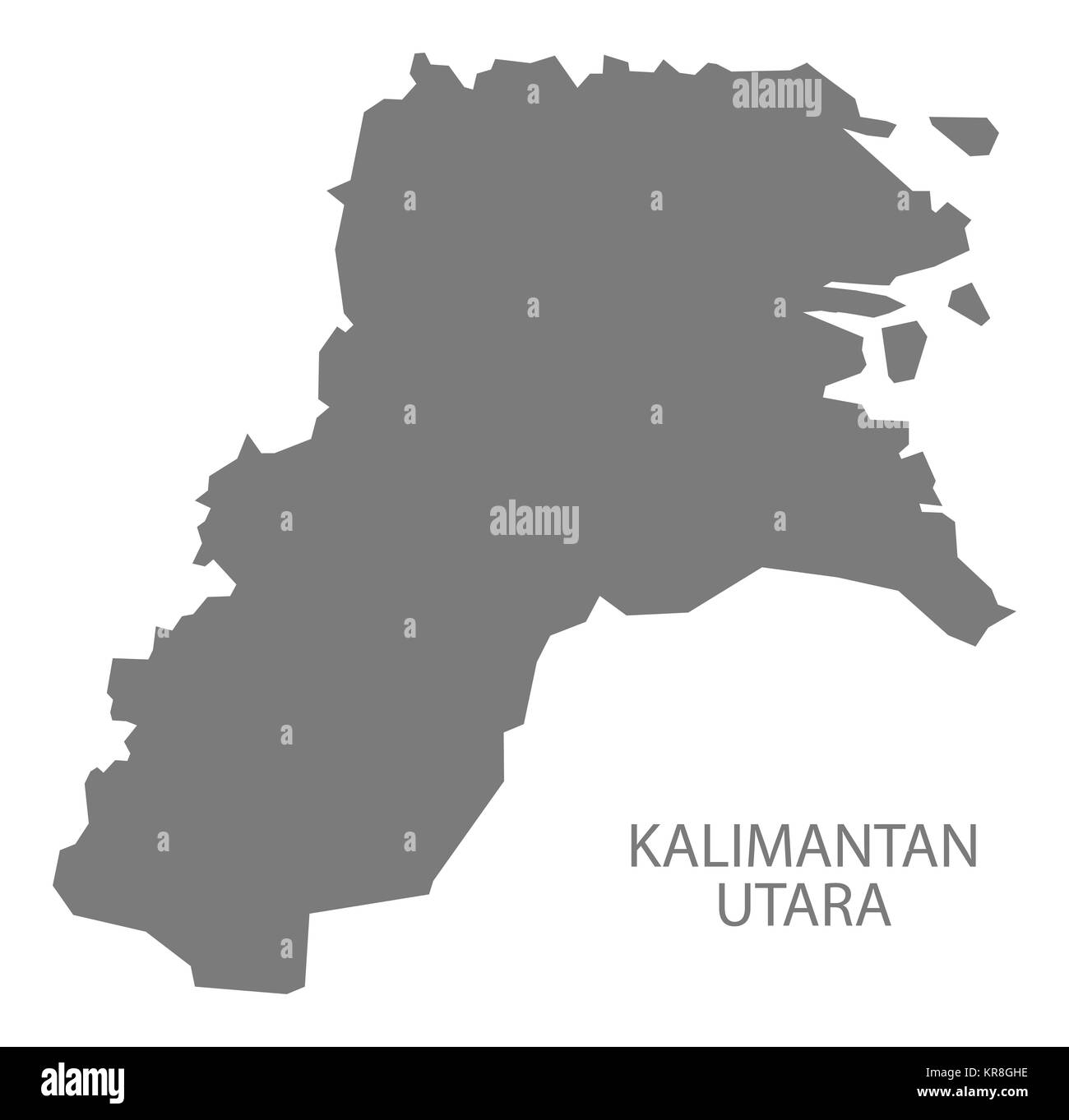 Kalimantan Utara Indonesia Map grey Stock Photo