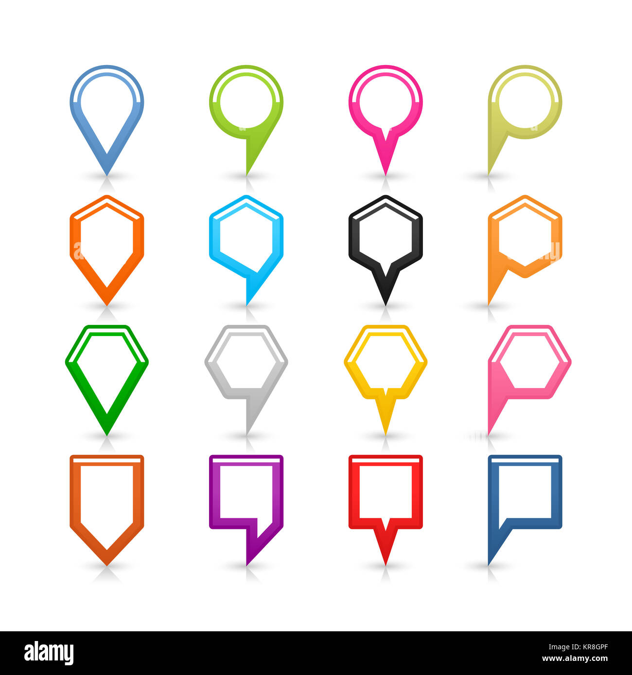 Flat icon set map pin sign with shadow Stock Photo - Alamy