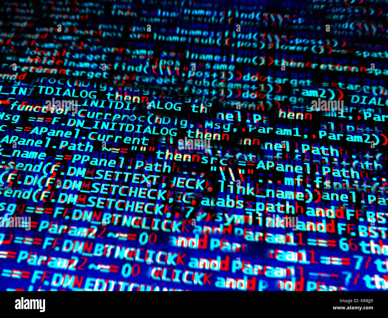 Diagonal blue red computer code Stock Photo - Alamy