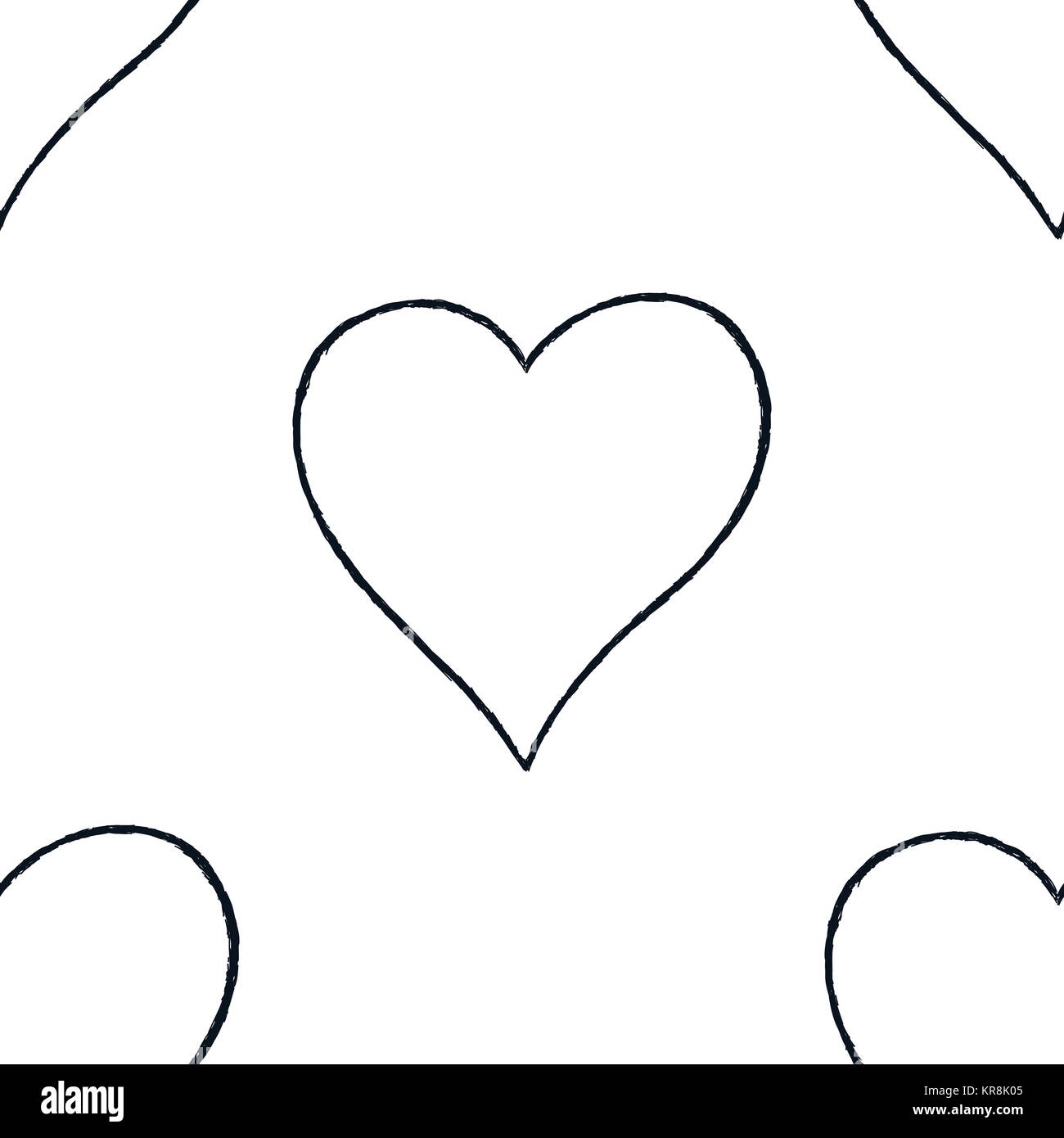 Seamless pattern with outline heart sign Stock Photo