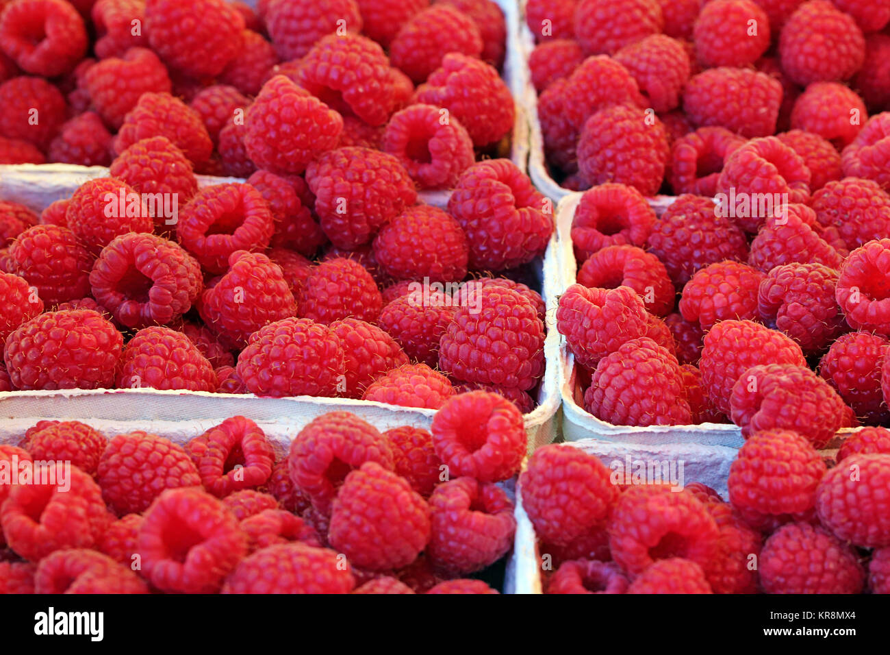 bowl of raspberries Stock Photo