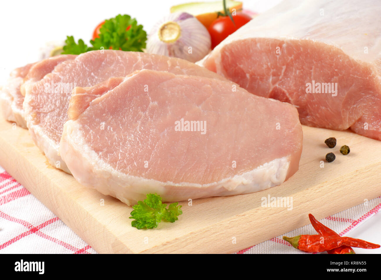 boneless pork loin chops Stock Photo Alamy