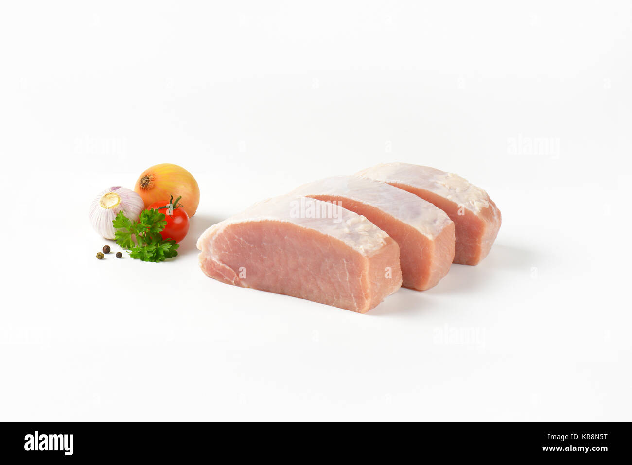 Raw pork loin Stock Photo
