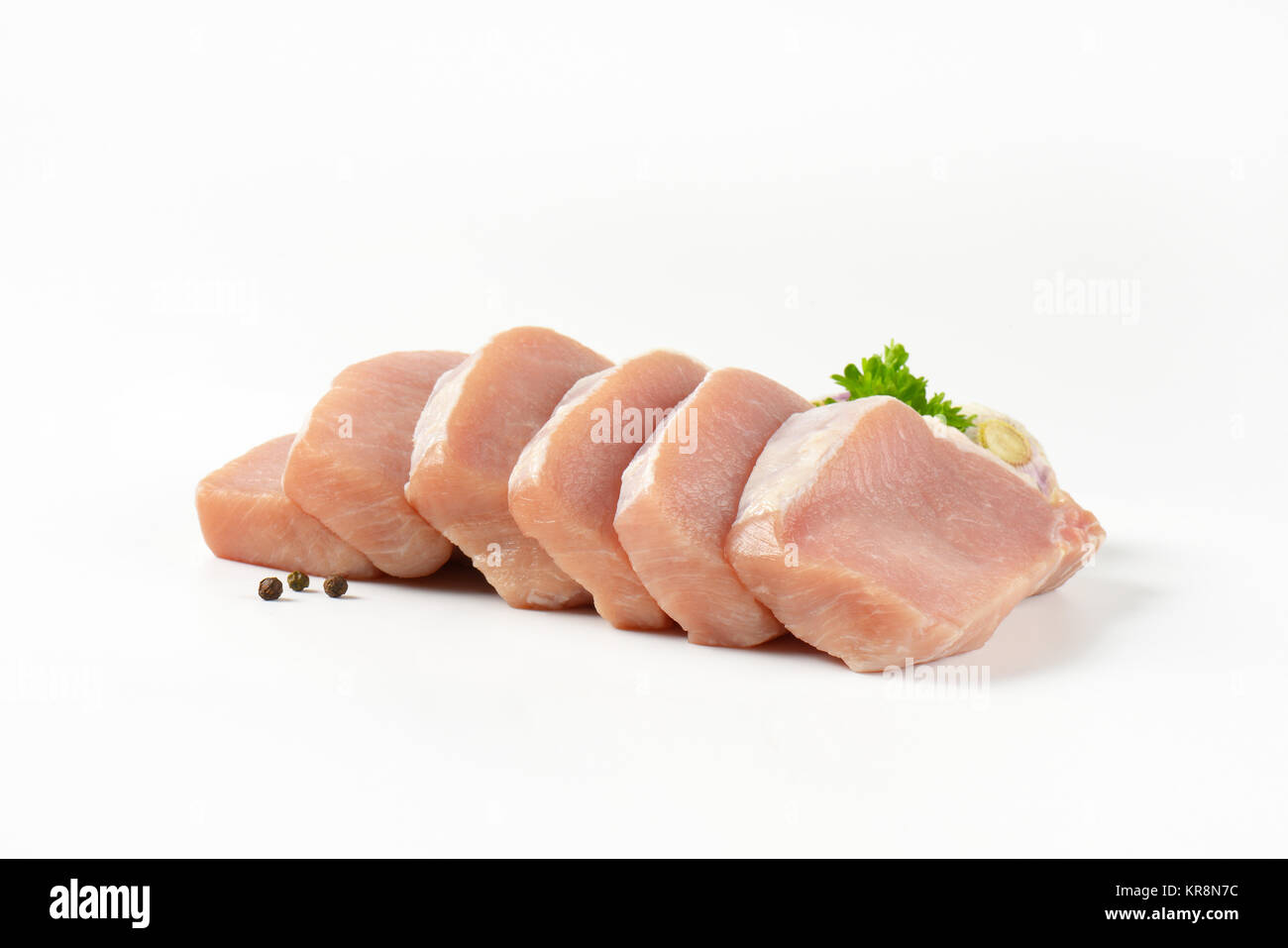 sliced boneless pork loin Stock Photo