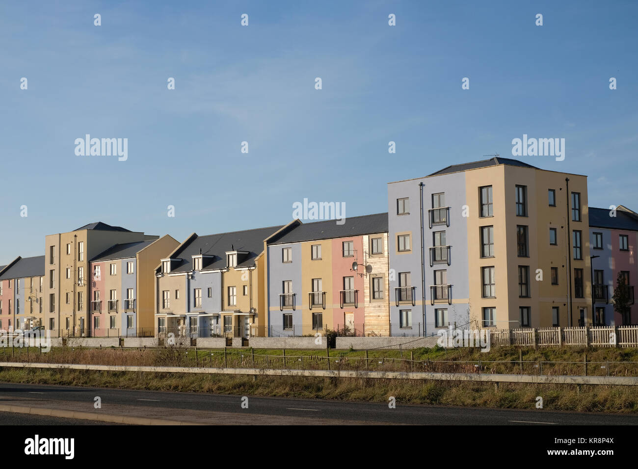 December 2017 - Line of new housing development, apartments and town houses, Filton, Bristol - Slums of tomorrow? Stock Photo