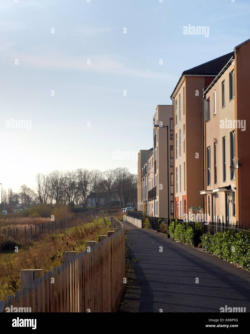 December 2017 Line of new housing development, apartments and town