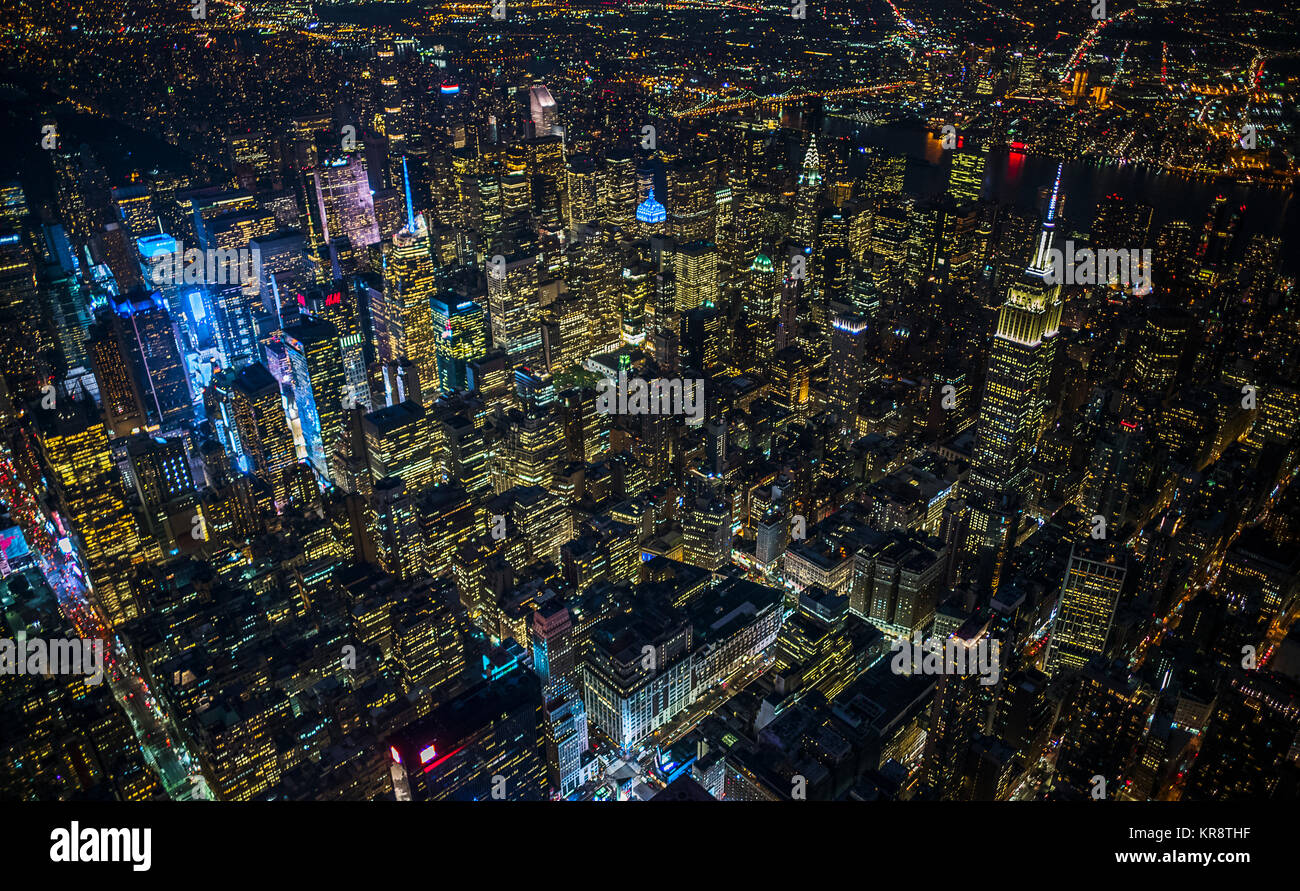USA, New York, New York City, City lights at night Stock Photo