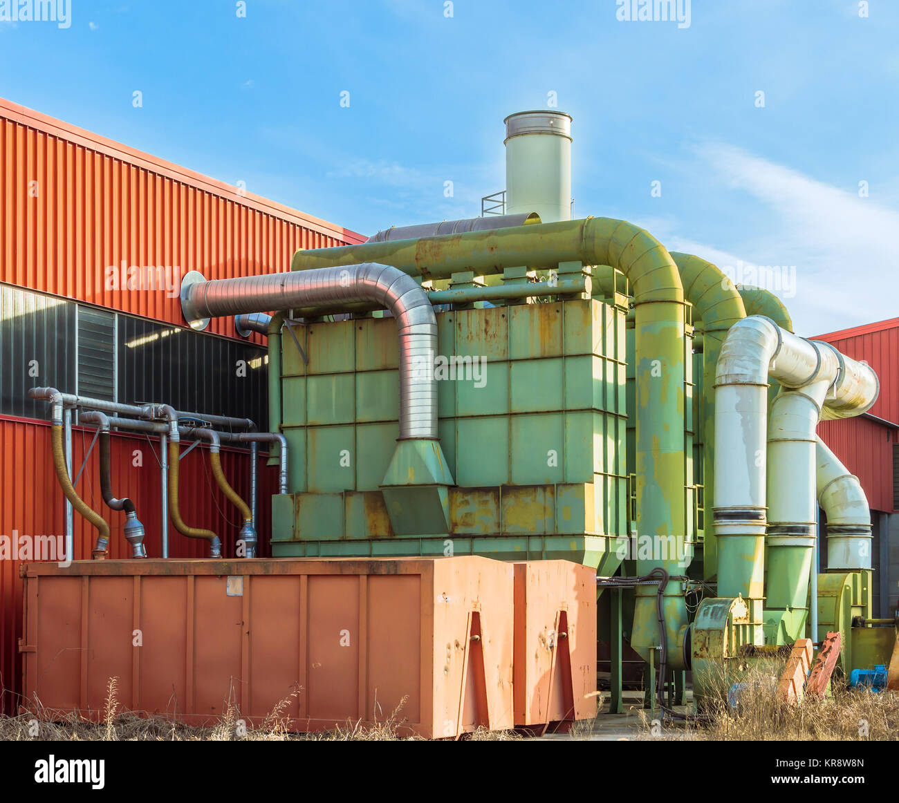 System of filtration of a factory with collection bins in hermetically ...