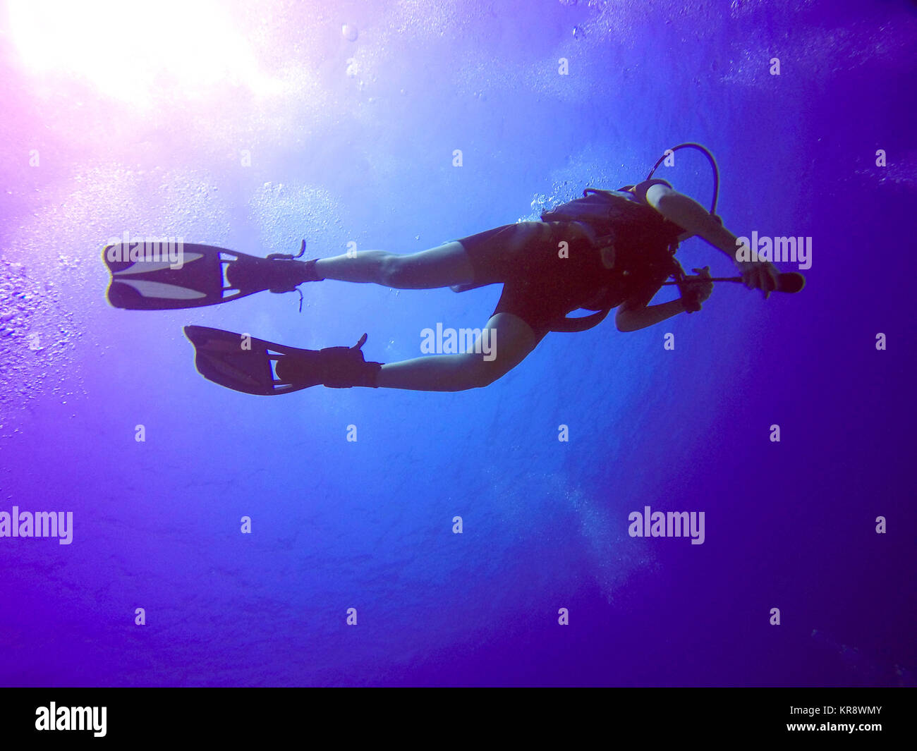 Scuba diver silhouette Stock Photo