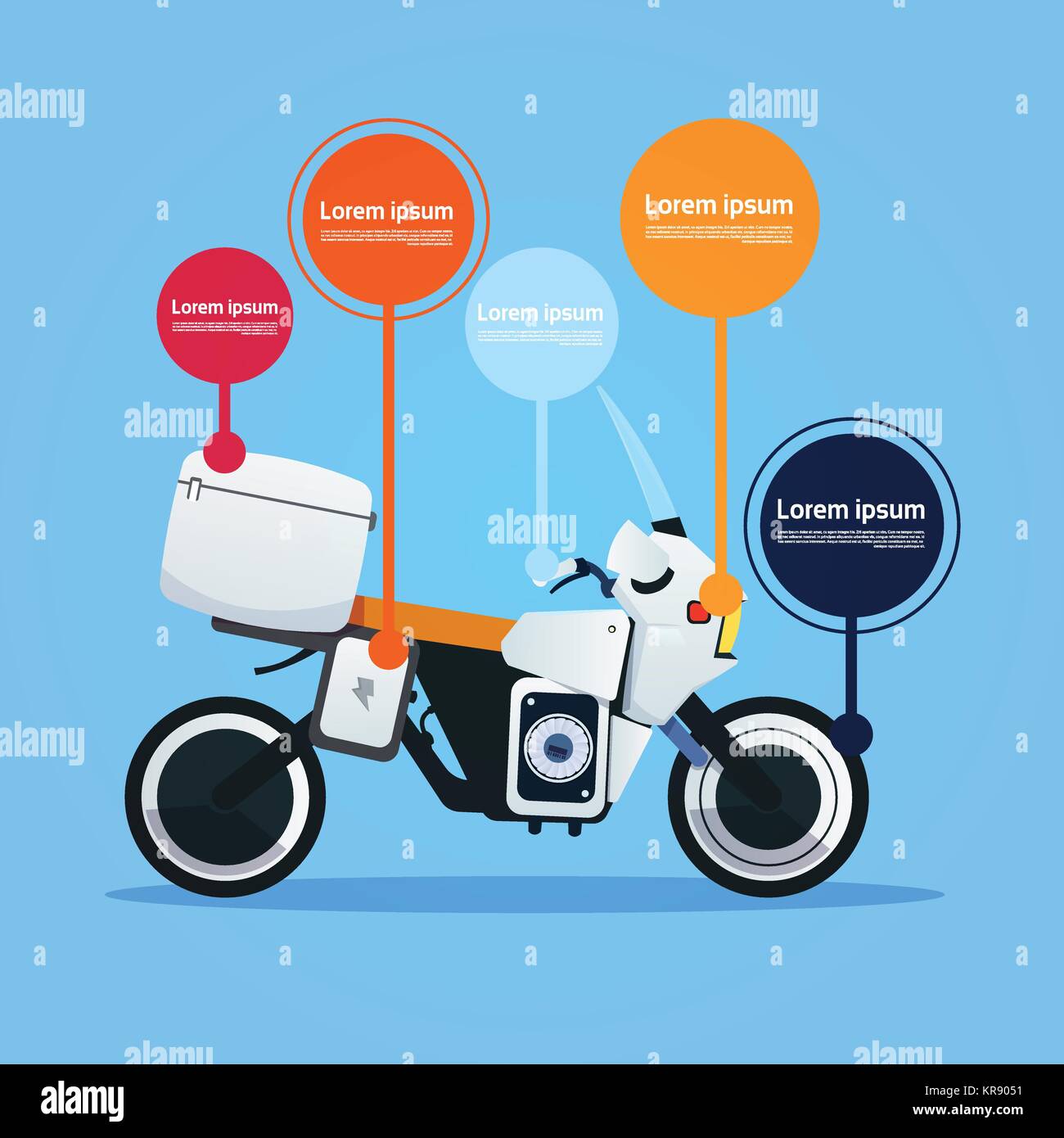 Realistic Motorcycle Off Road Bike Hybrid Electric Motorbike Template Infographic Elements On While Background Stock Vector