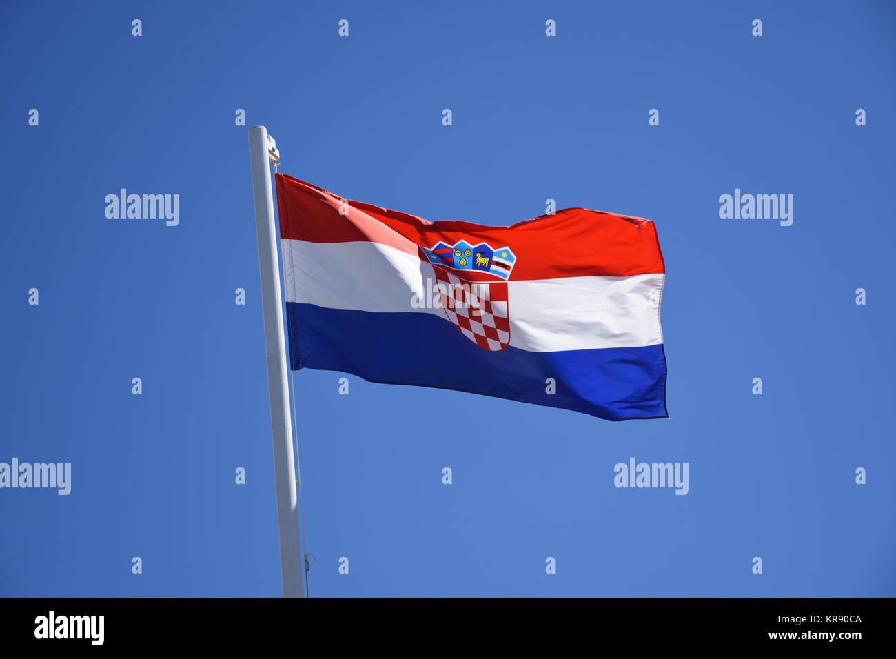 Banner Flag Croatia Coat Of Arms Labor Wind Mast Flagpole Stock