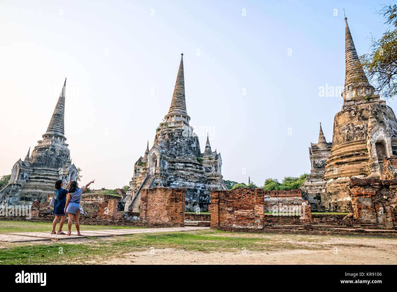 Tourists visiting at Wat Phra Sri Sanphet Stock Photo