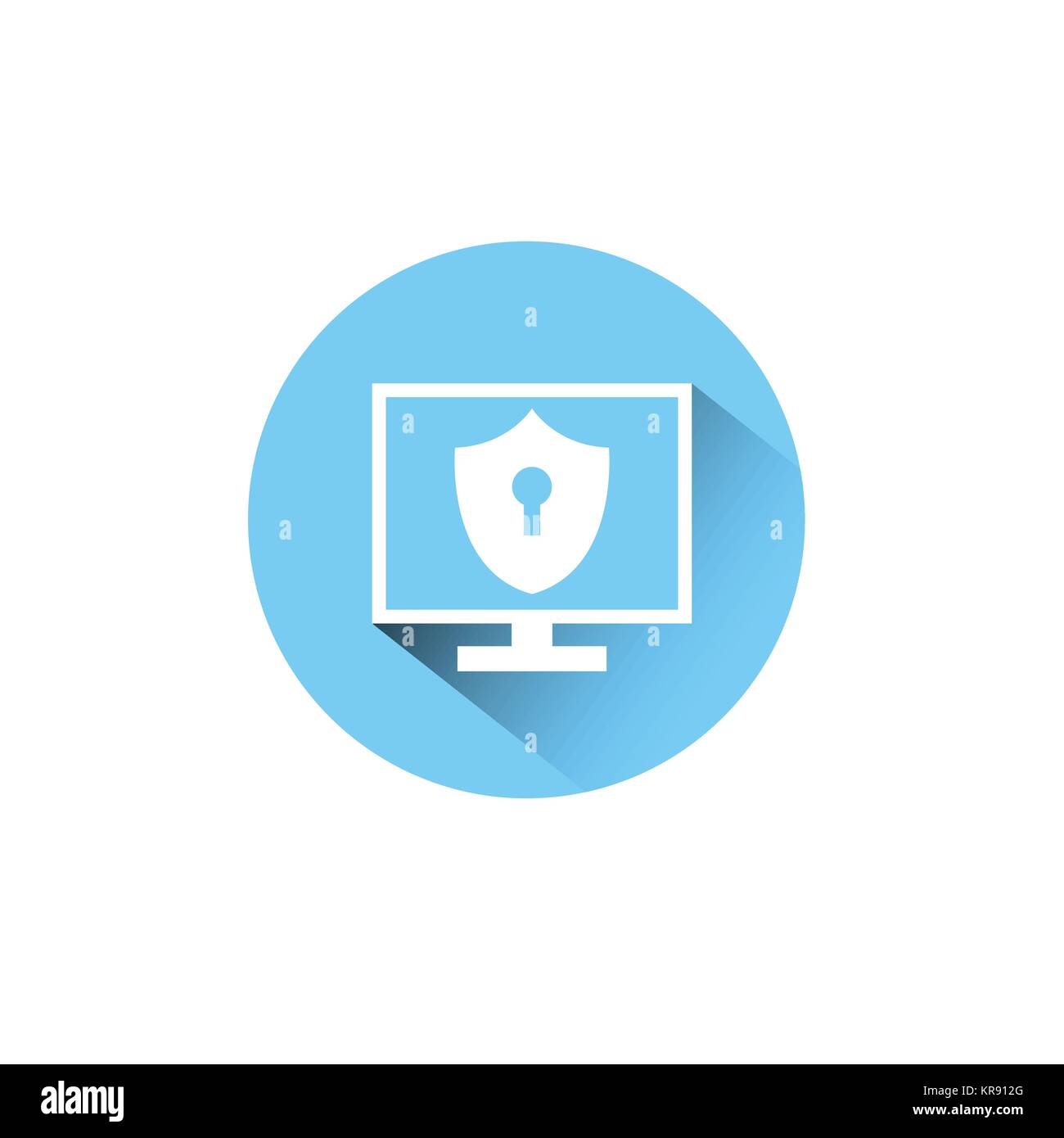 Computer Monitor Icon With Shield Keyhole Labal Protection And Security ...