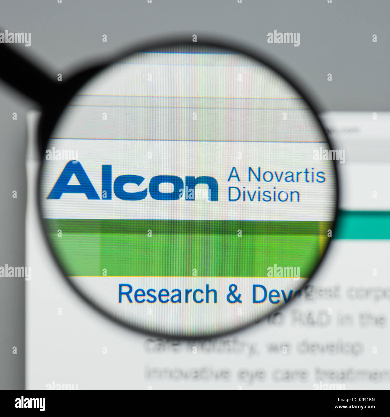 Milan, Italy August 10, 2017 Alcon website homepage. It is an