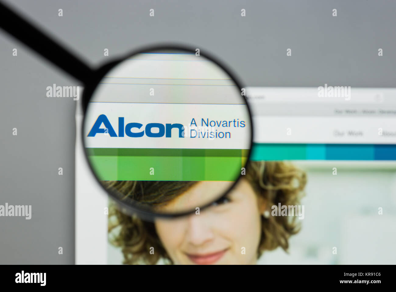 Milan, Italy August 10, 2017 Alcon website homepage. It is an