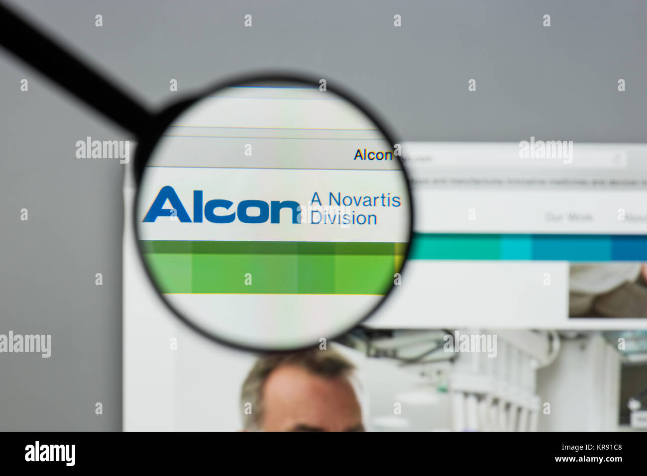 Milan, Italy August 10, 2017 Alcon website homepage. It is an