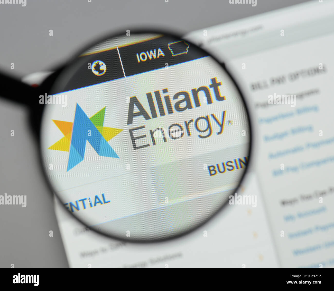 Milan, Italy August 10, 2017 Alliant Energy website homepage. It is