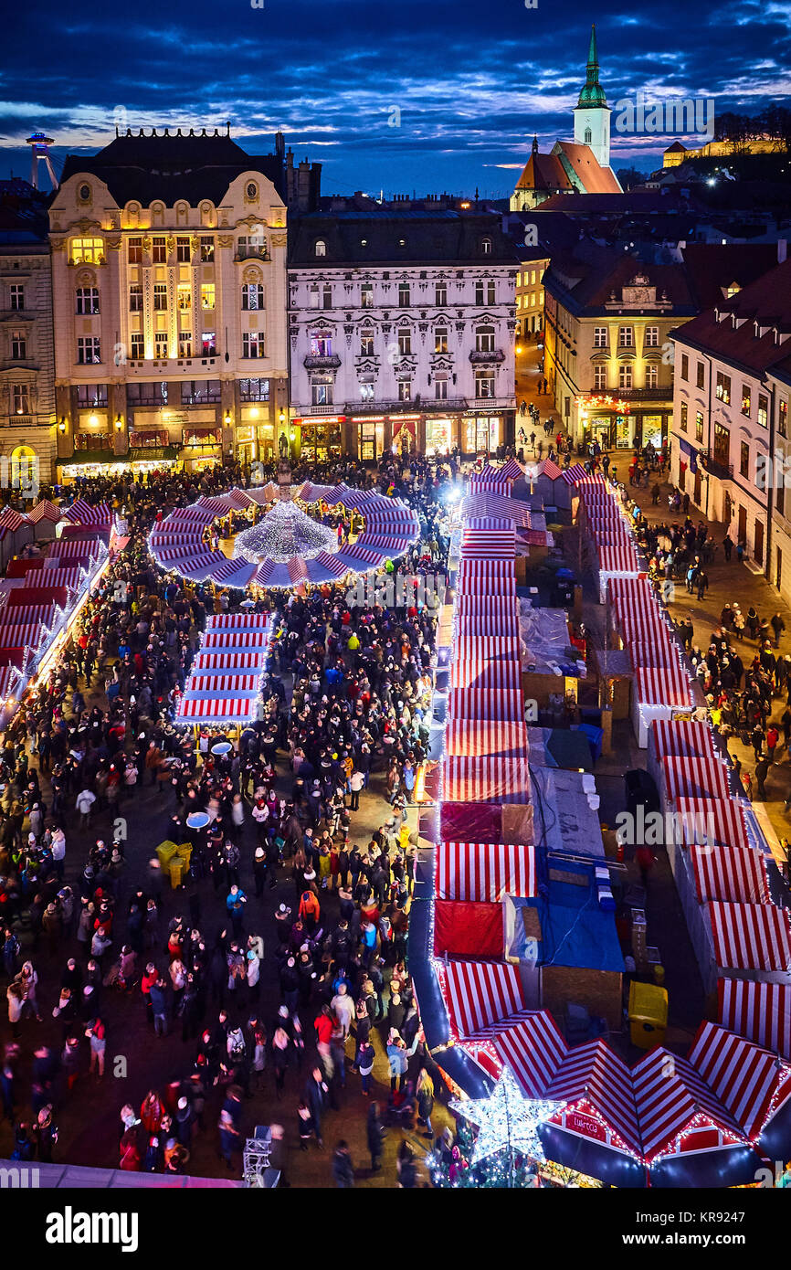 Bratislava, Slovakia. 16th December, 2017. Christmas market at Hlavné