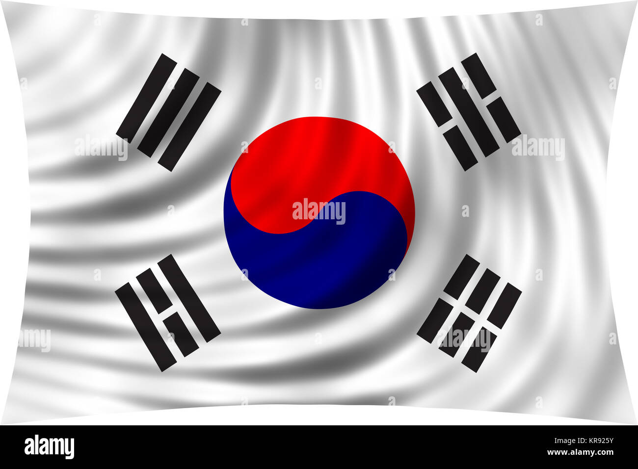 Flag of South Korea waving in wind isolated on white Stock Photo Alamy