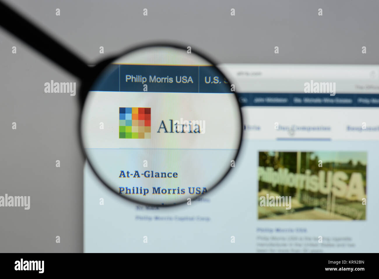 Altria Website Milan, Italy - August 10, 2017: Altria Group website. It is an American ...