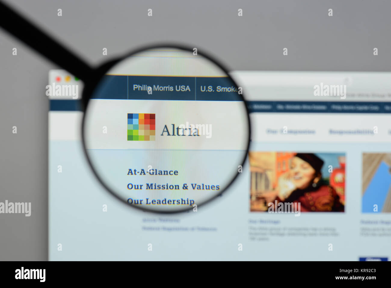 Altria Website Milan, Italy - August 10, 2017: Altria Group website. It is an American ...