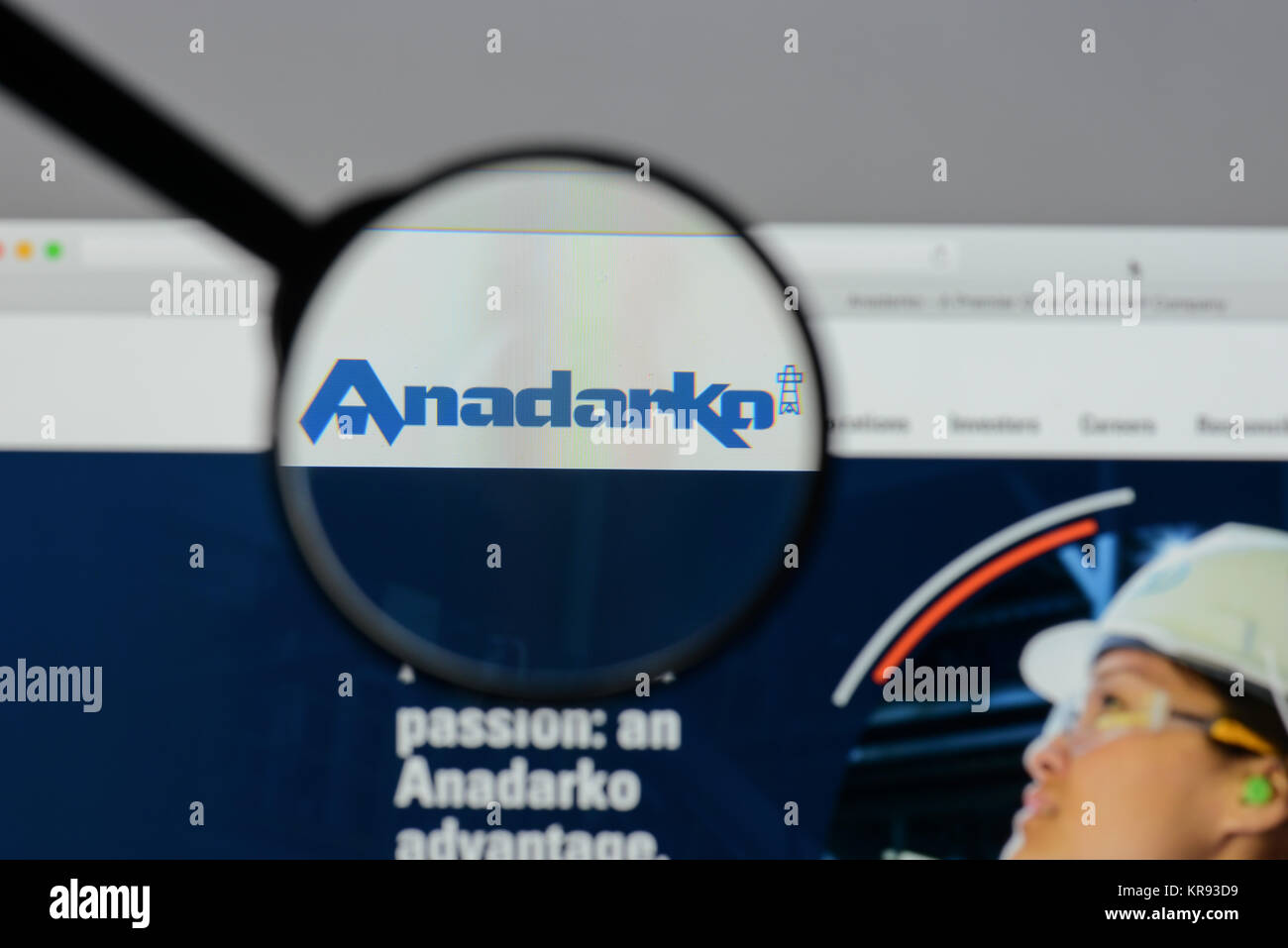 Milan, Italy August 10, 2017 Anadarko Petroleum website homepage. It