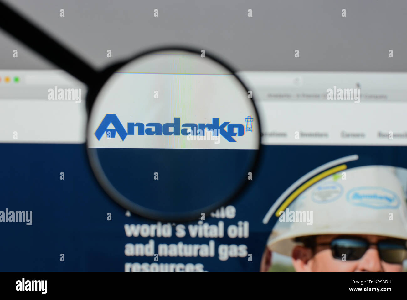 Milan, Italy - August 10, 2017: Anadarko Petroleum website homepage. It is an American petroleum and natural gas exploration and production company .  Stock Photo