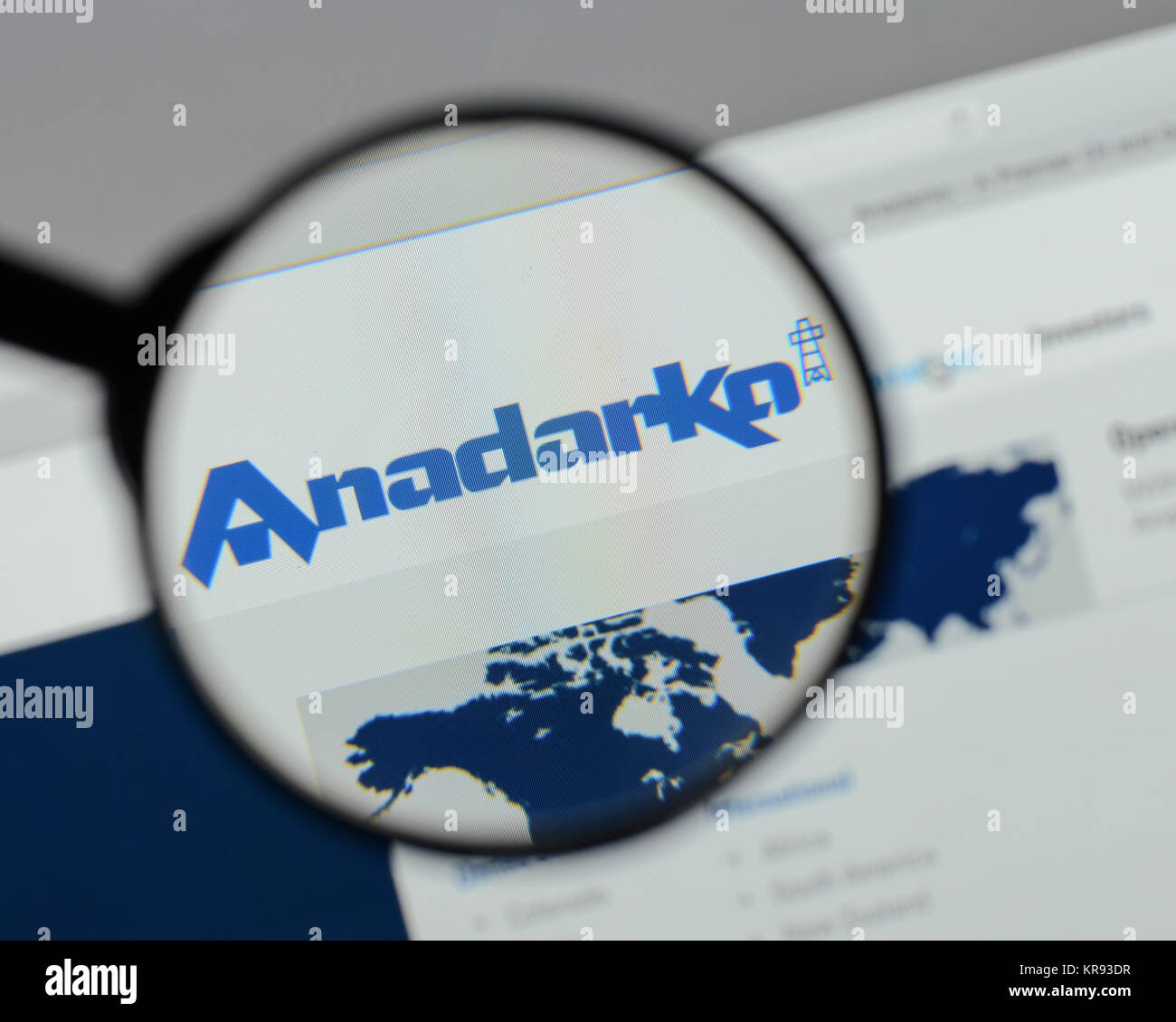 Milan, Italy - August 10, 2017: Anadarko Petroleum website homepage. It is an American petroleum and natural gas exploration and production company .  Stock Photo