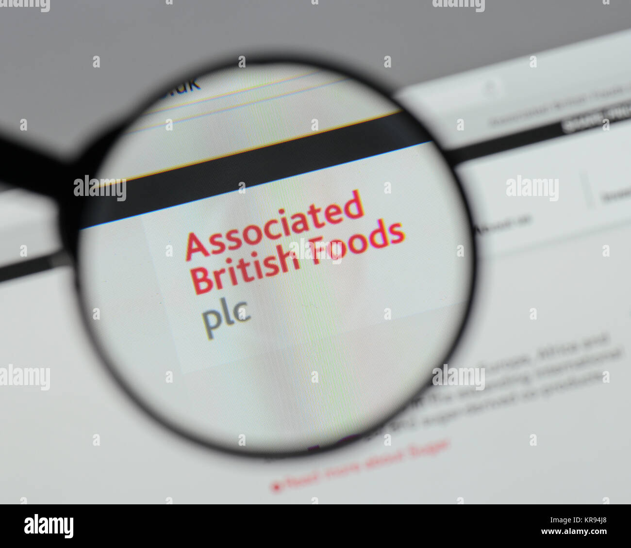 Milan, Italy - August 10, 2017: Associated British Foods  logo on the website homepage. Stock Photo