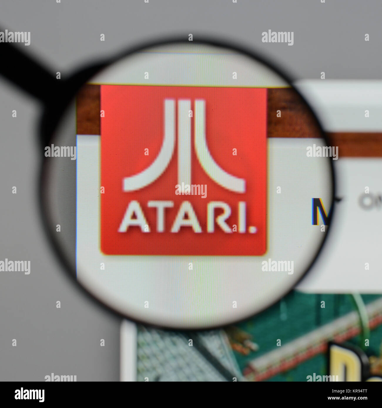 Milan, Italy - August 10, 2017: Atari  logo on the website homepage. Stock Photo