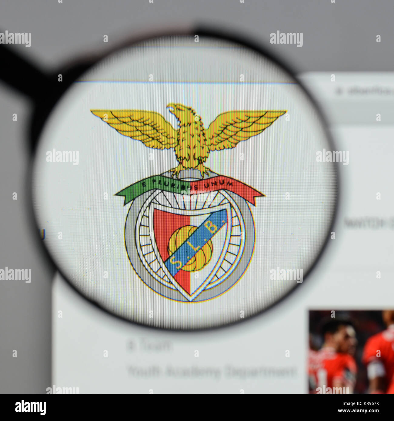 Milan, Italy - August 10, 2017: Benfica Lisbona logo on the website homepage. Stock Photo
