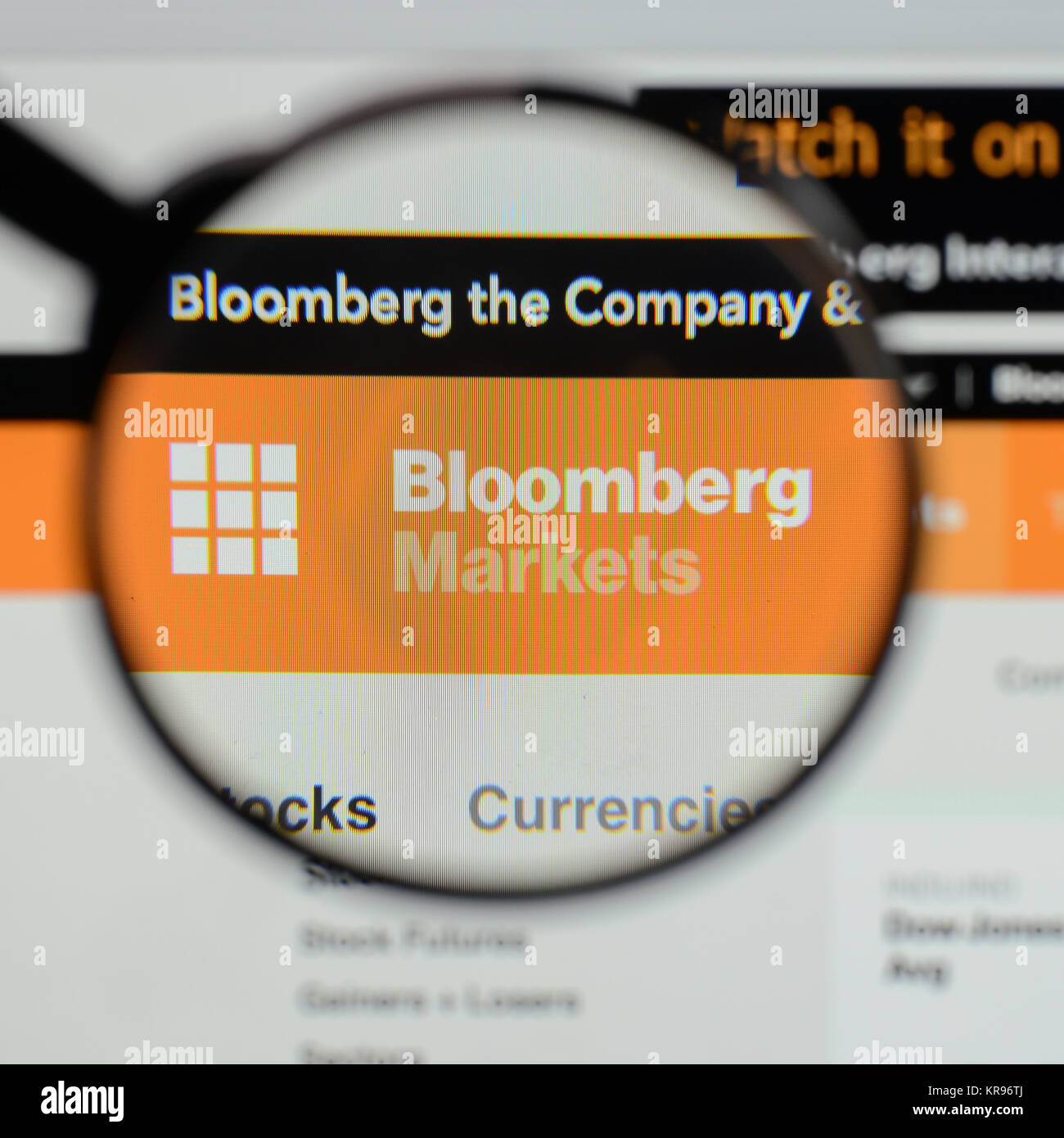 Milan, Italy - August 10, 2017: Bloomberg logo on the website homepage ...