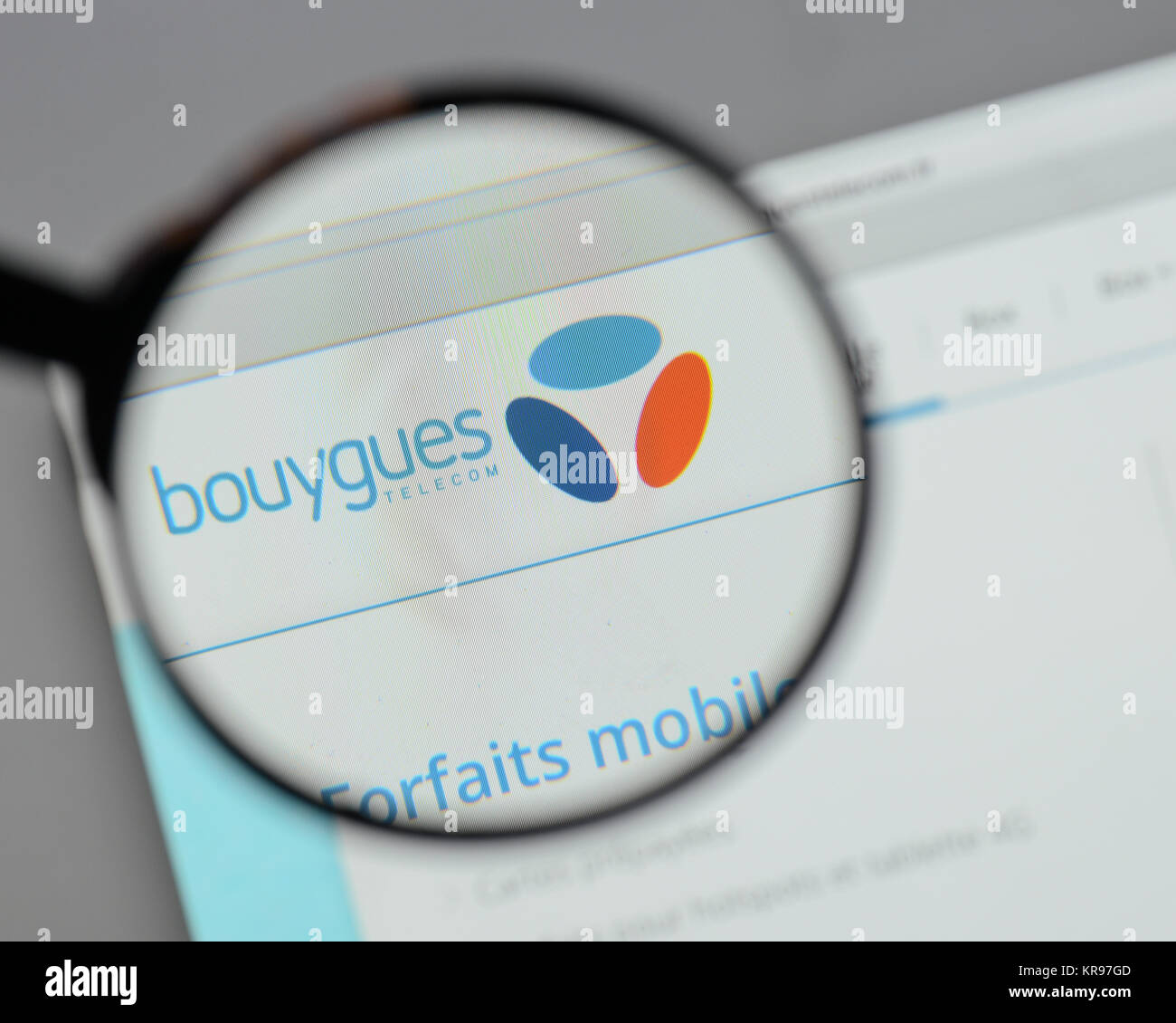 Milan, Italy - August 10, 2017: Bouygues  logo on the website homepage. Stock Photo