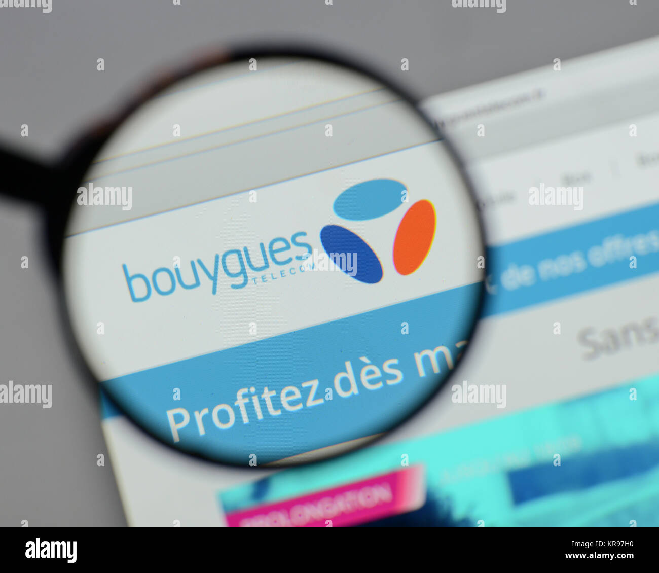 Milan, Italy - August 10, 2017: Bouygues  logo on the website homepage. Stock Photo