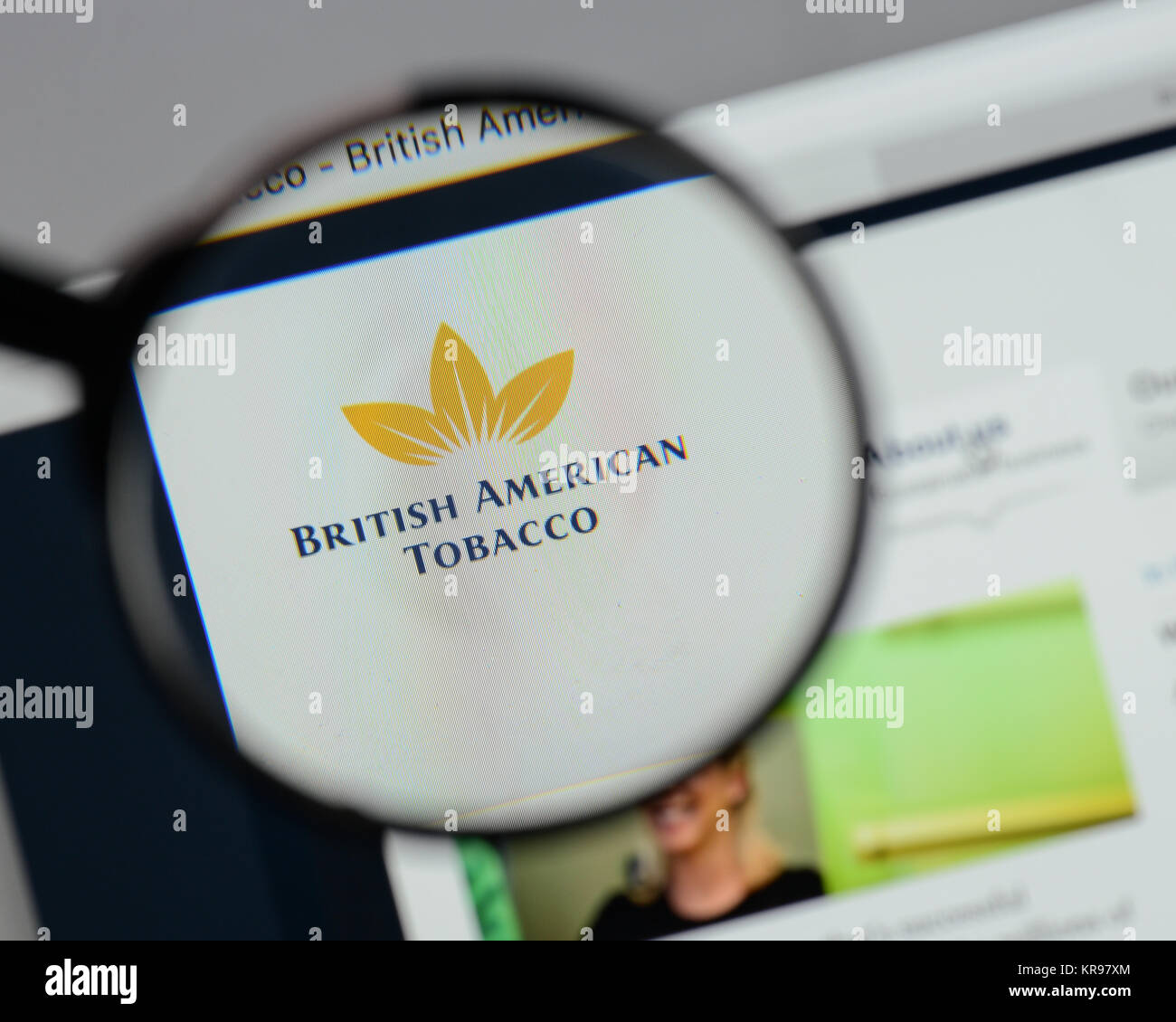Milan, Italy - August 10, 2017: British American Tobacco  logo on the website homepage. Stock Photo
