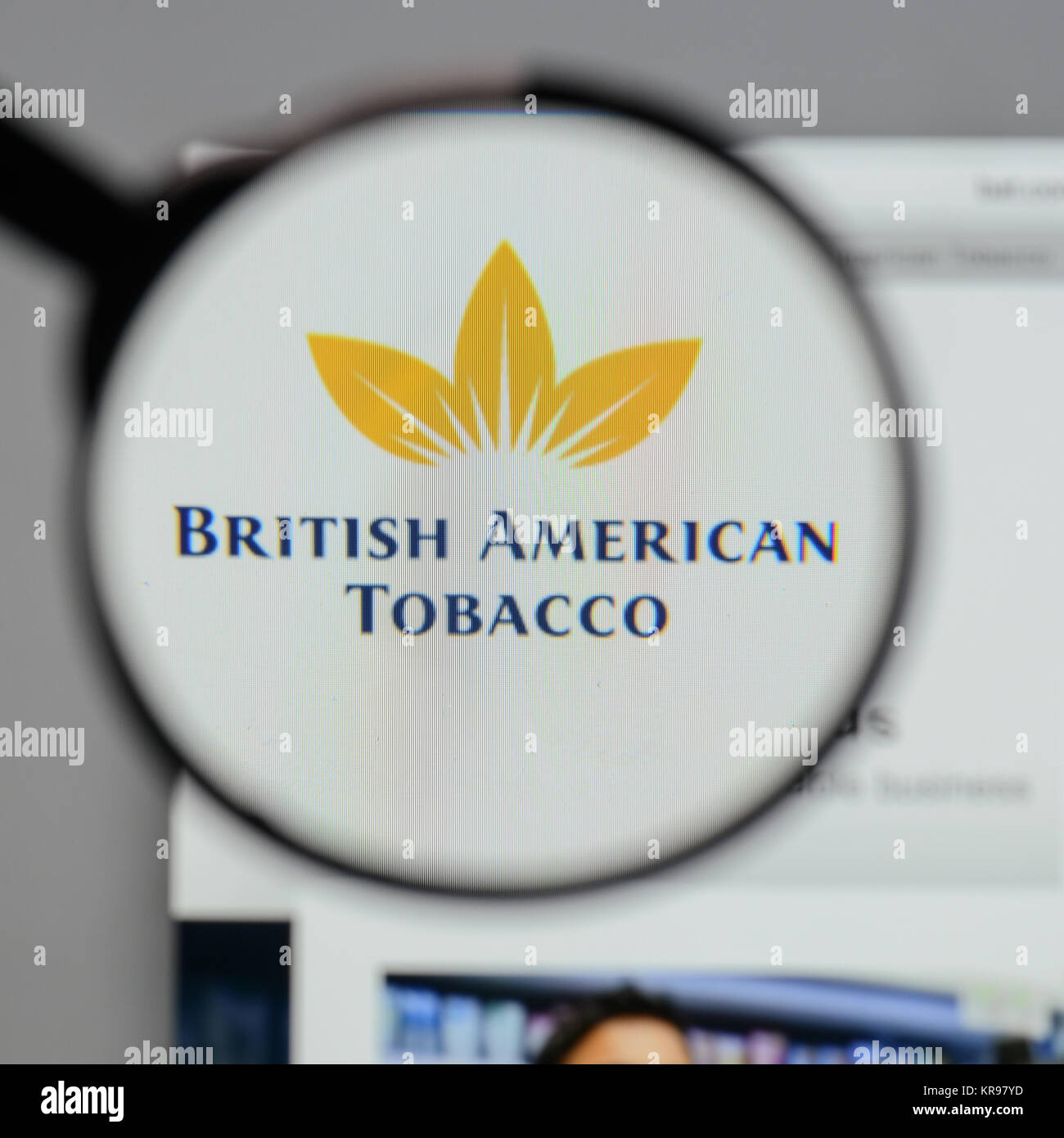 Milan, Italy - August 10, 2017: British American Tobacco  logo on the website homepage. Stock Photo