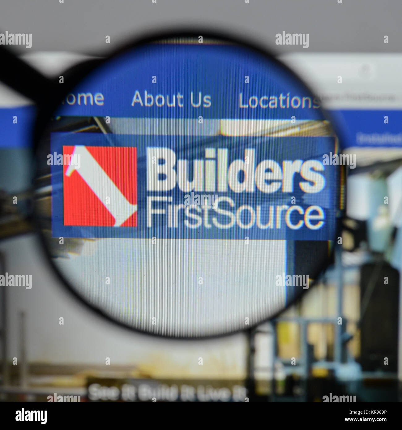 Milan, Italy August 10, 2017 Builders First Source logo on the