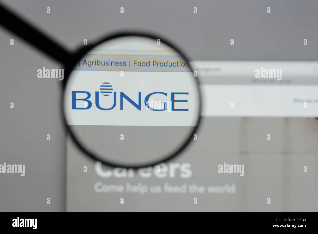 Milan, Italy - August 10, 2017: Bunge logo on the website homepage ...