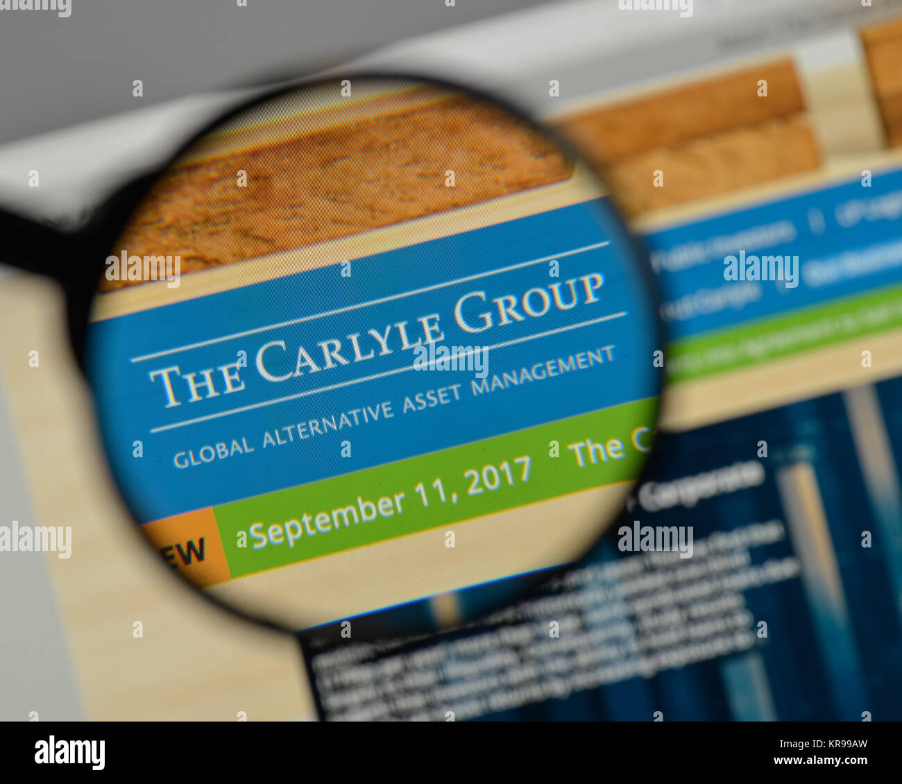 Milan, Italy August 10, 2017 Carlyle Group logo on the website