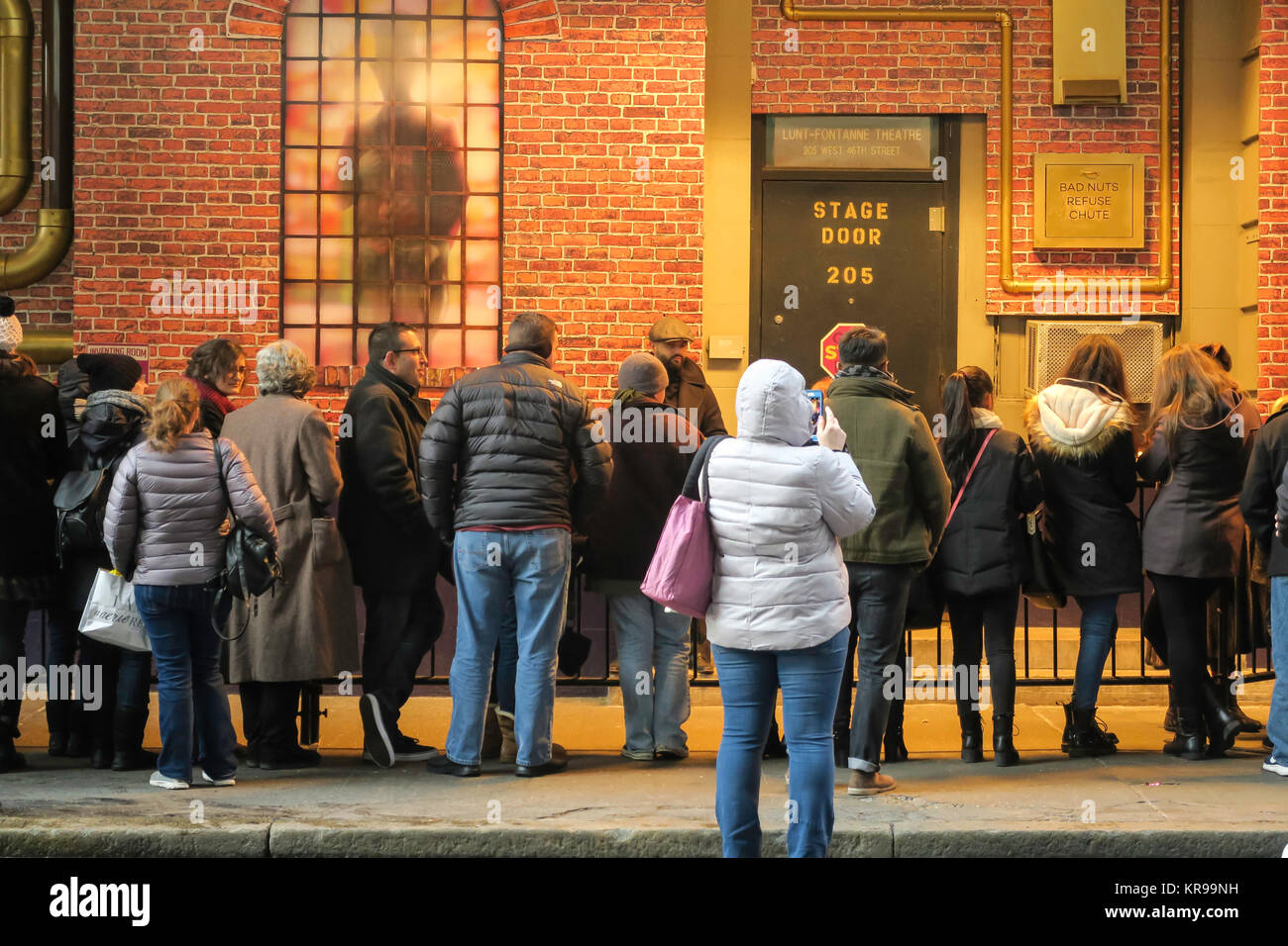 Fans Waiting Outside The Stage Door Of The Lunt Fontanne Theatre